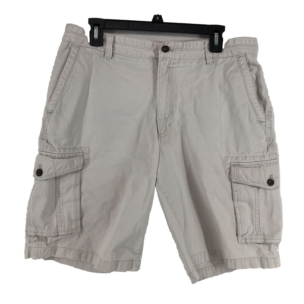 Izod cargo shorts men's 34 khaki 100% cotton - flaw